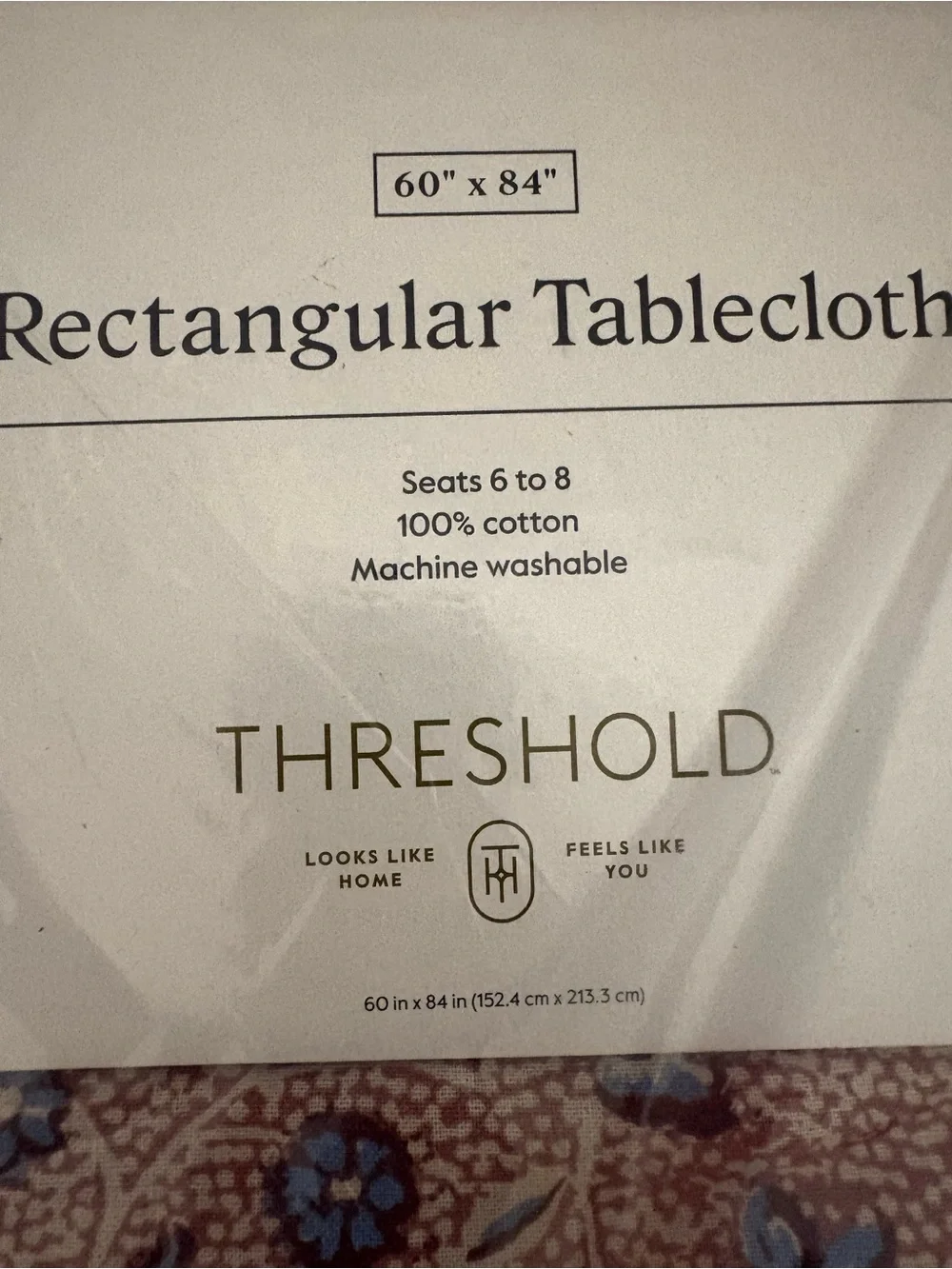 Threshold Mauve Floral Tablecloth with Blue Accents